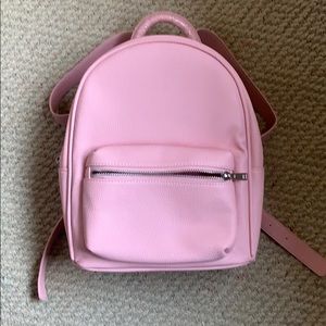 NEW TAG light pink faux leather small backpack